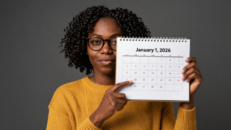 black woman holds 2026 calendar generated with Z-Image