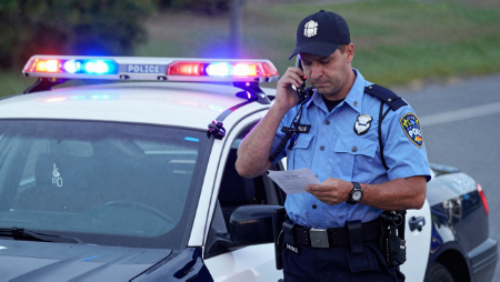police officer talking on the phone